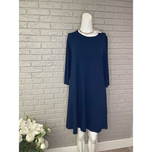 J.Jill Wearever Collection Deep Sea Inverted Back Pleat Women Shift Dress Size X - Picture 2 of 9